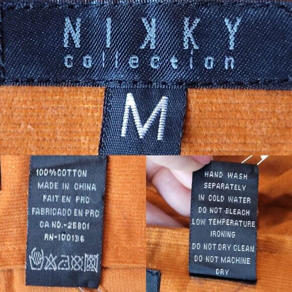 Nikki Collection Skirt M Burnt Orange Maxi Retro 70s Corduroy Ruffle Pom Pom - Picture 3 of 10